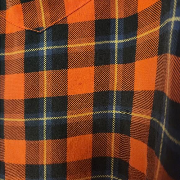 Equipment Red Black Plaid Silk Button Down Blouse Size M - Picture 12 of 12